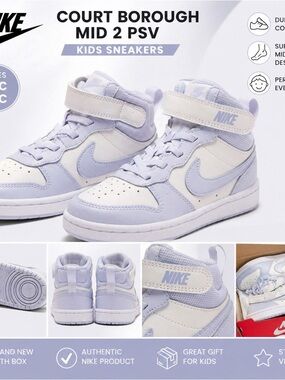 Nike Kids High-Top Sneakers in Light platinum  tint and White